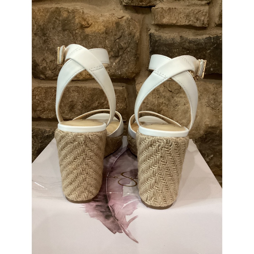 Jessica Simpson Mauvien White Nappa Espadrille Wedge Sandals JP-MAUVIEN 6M New - Picture 7 of 8